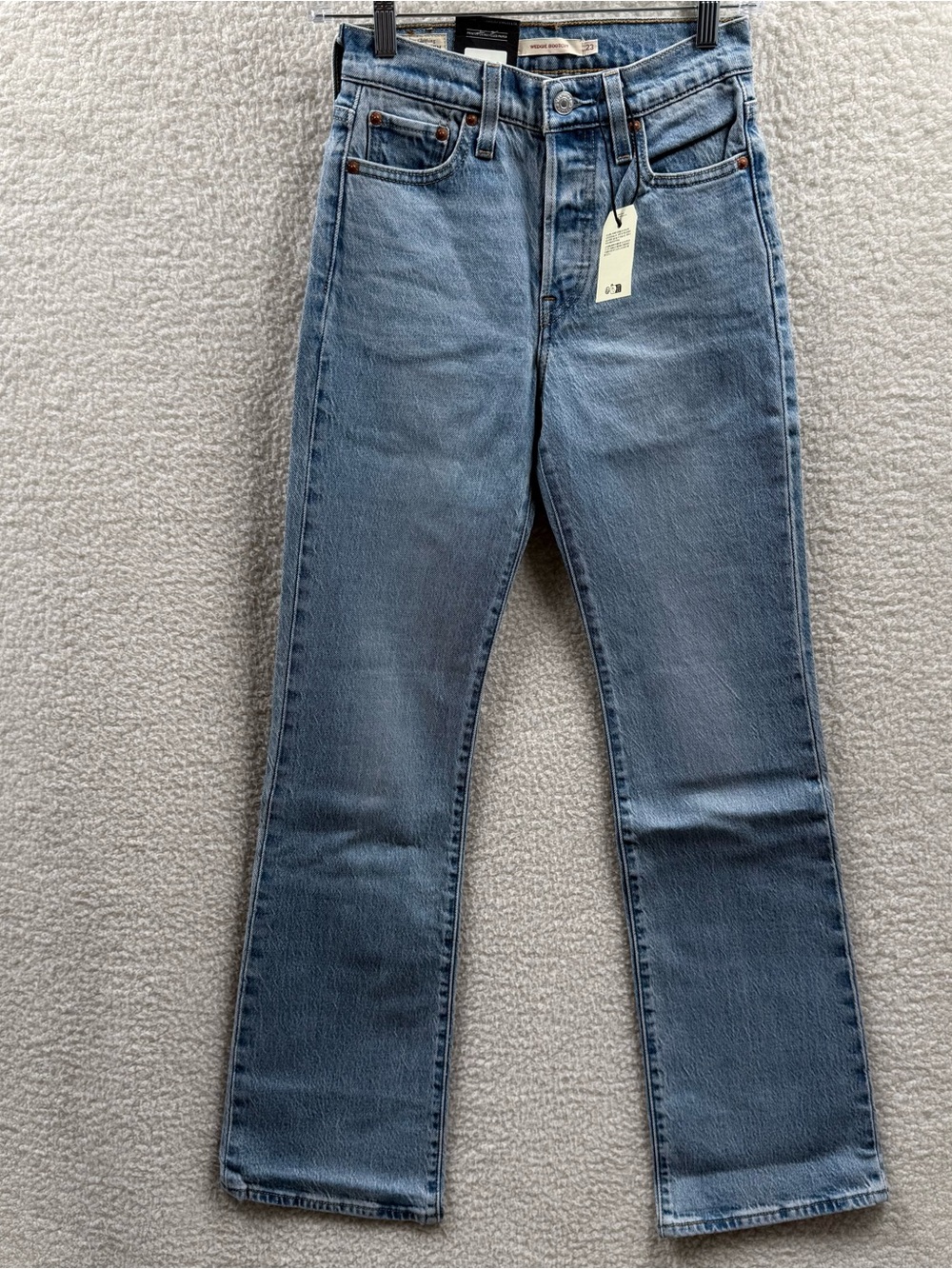 Levi's Wedgie Boot Denim Jeans medium wash blue Button fly Size 23 NWT